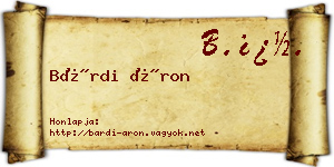 Bárdi Áron névjegykártya
